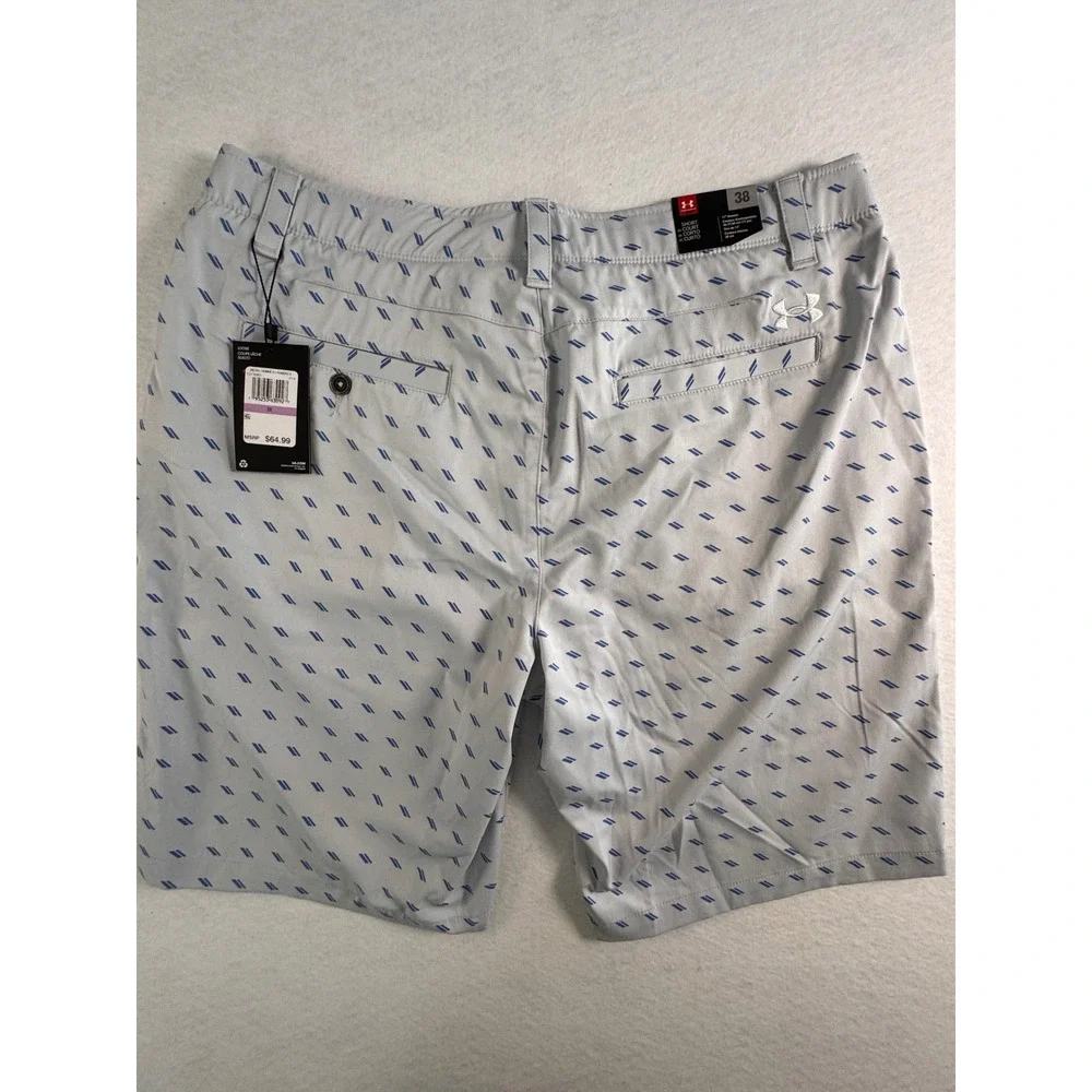 Under Armour Mens Grey Blue Geometric Print Golf Shorts 11 Inseam 38 1373982-014